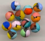 Round, 8mm Mat, "Missoni" Beads, with Dots of Color; Sold per Dozen